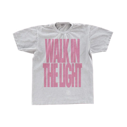 (PUFF PRINT) WALK IN THE LIGHT TEE PINK
