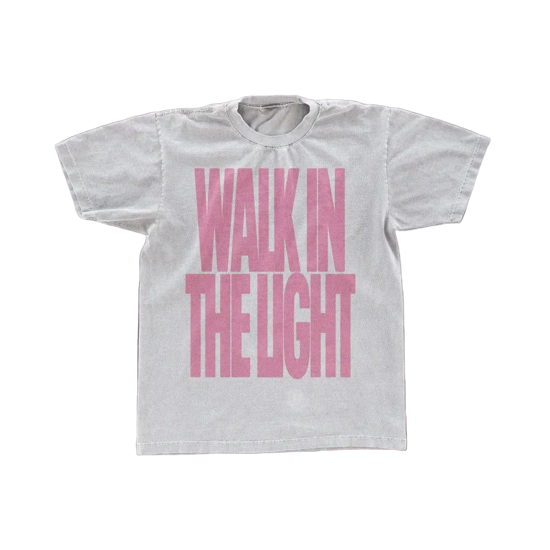 (PUFF PRINT) WALK IN THE LIGHT TEE PINK