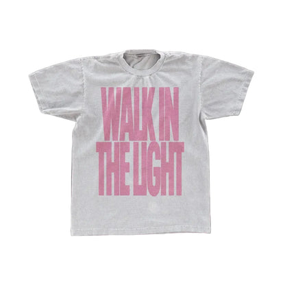 (PUFF PRINT) WALK IN THE LIGHT TEE PINK
